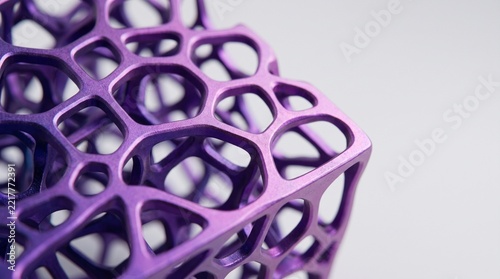 Purple Metallic Voronoi Lattice Structure Close Up
