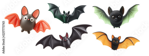 Set of bats for Halloween decoration isolated on the transparent background. Concept of Halloween event.