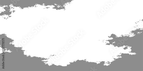 Gray grunge texture frame with irregular edges on a white background