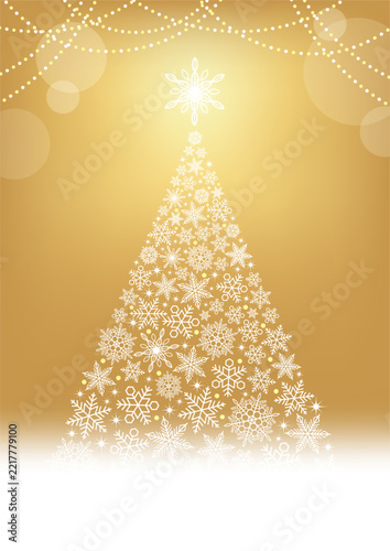 Vector Christmas Tree Background Illustration with Snowflakes Patterns and Text Space. 