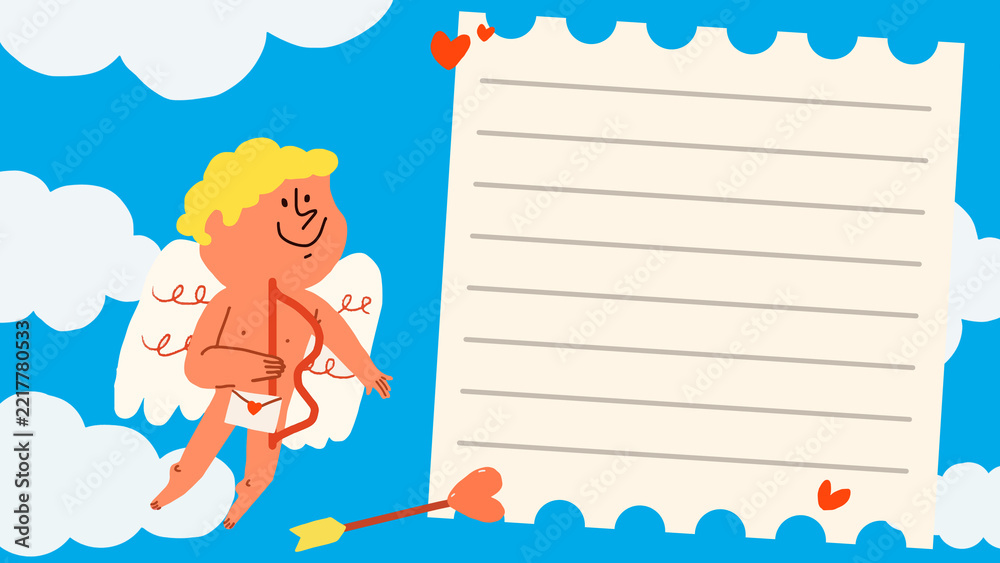 Fototapeta premium Cupid & paper note doodle desktop wallpaper