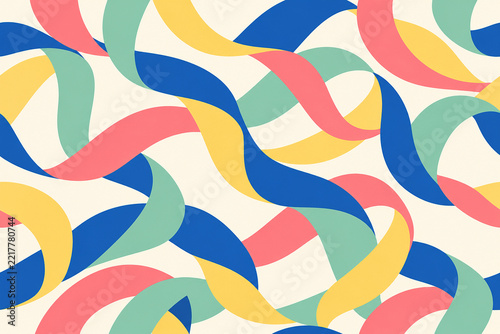 Tactile Layered Ribbon Wave Seamless Pattern for Fashion Textile