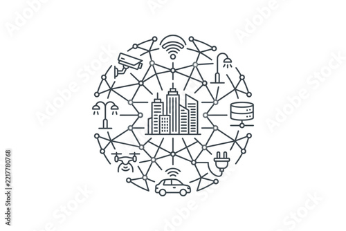Smart City Network Infographic Vector