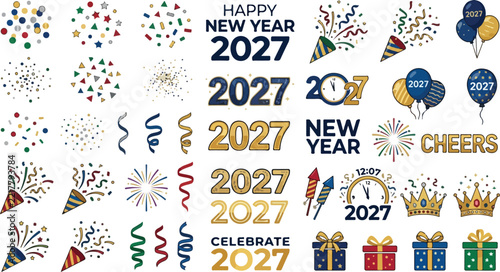 New Year 2027 Celebration Illustration