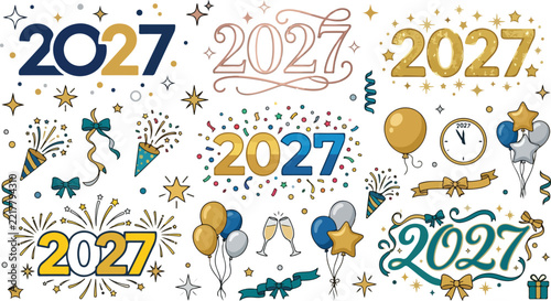 New Year 2027 Celebration Illustration