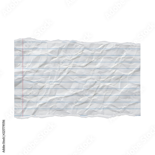 Crinkled Lined Paper With Torn Edges During Studio Lighting