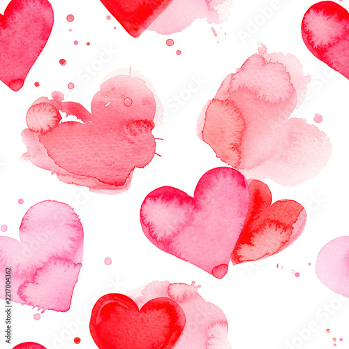 watercolor hearts on a transparent background