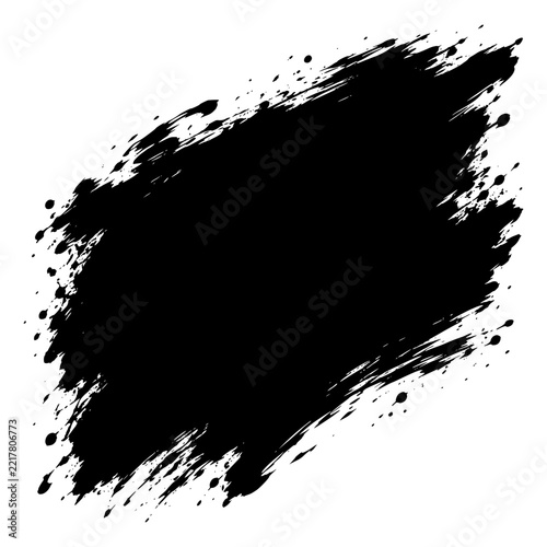 Diagonal black dry brush stroke with grunge texture