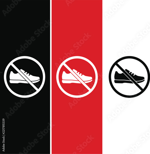 Shoe vector icon prohibition sign prohibiting footwear sneakers