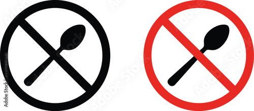 Spoon vector icon prohibition sign prohibiting eating utensils