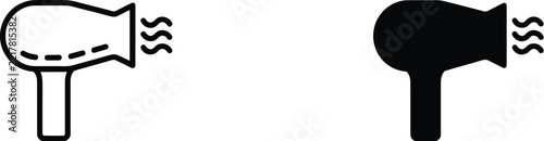Hairdryer vector icon graphic design set showing hot air blowing