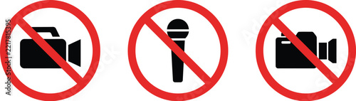 Prohibited icon set including camera and microphone