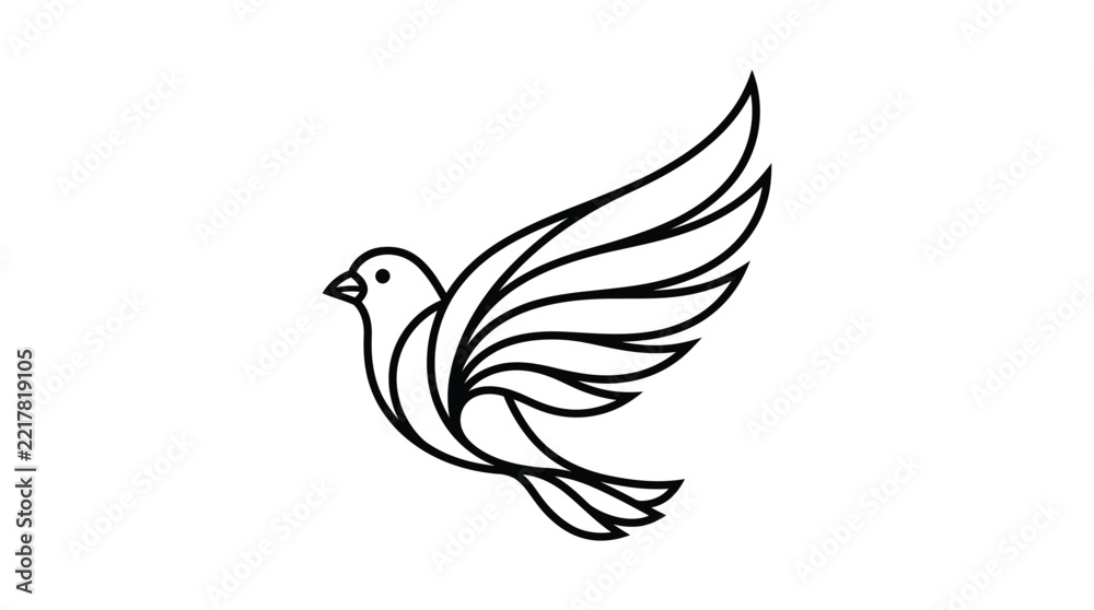 Obraz premium Line art depiction of a bird in flight with a white background