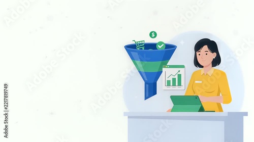 Sales Funnel Marketing Process Flat Illustration Storyboard