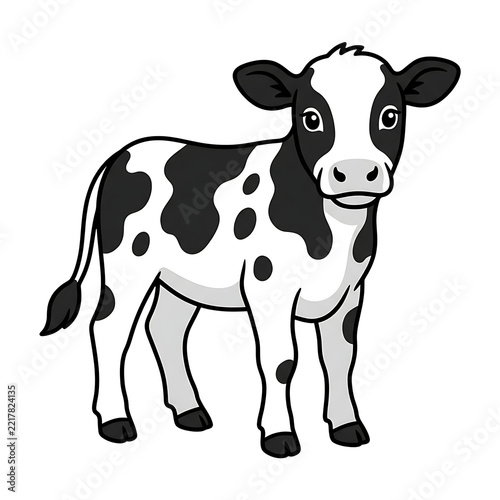 Cute Baby Cow Calf Cartoon Flat Illustration