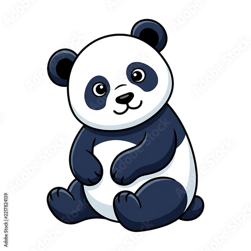 Cute Baby Panda Cub Flat Cartoon Illustration on White Background