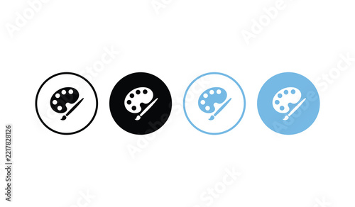 Circular art palette and brush badge set