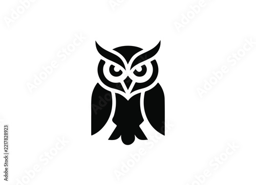 Modern Minimal Geometric abstract owl vector logo with triangular shapes for tech startups