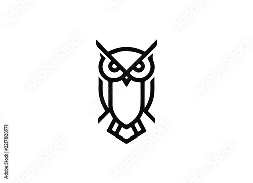 Modern Minimal Geometric abstract owl vector logo with triangular shapes for tech startups