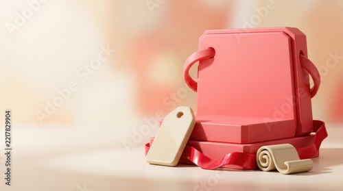 Stylish gift box with tags and ribbon emphasizing seasonal deal promotions