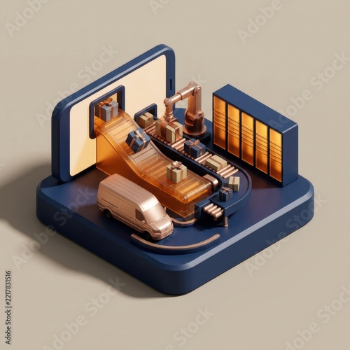 3D representation of smart shopping with seasonal deals and automation