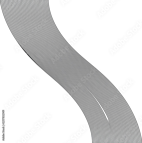 Lines vector graphic showing a dense set of curved parallel stripes