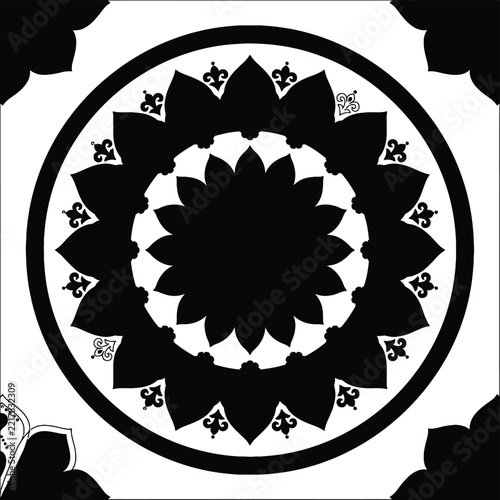 Mandala silhouette icon featuring floral circular geometric shapes