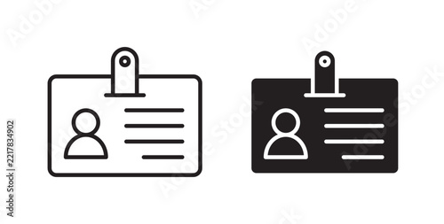 ID badge icon flat outline in black