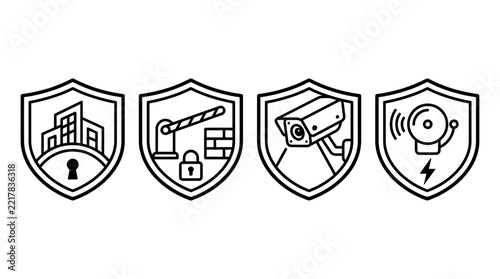 Security and Business Technology Icons Set.