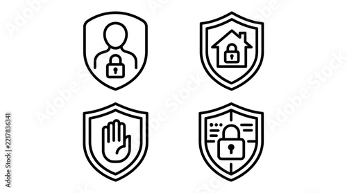 Security Icons Representing Protection Concepts.