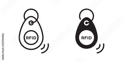 RFID key tag icon flat outline in black