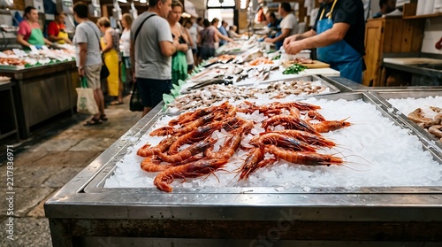 Freshly sliced cured meats on display at market stall.