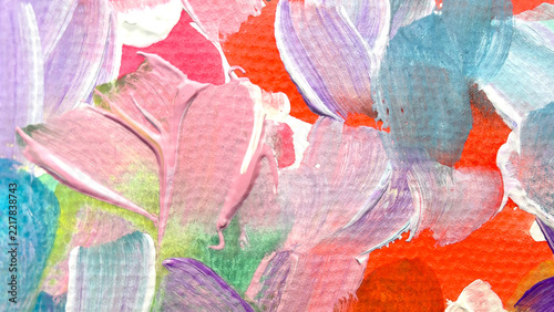 Vibrant Abstract Painting Texture with Pink Red Blue and Green Brushstrokes