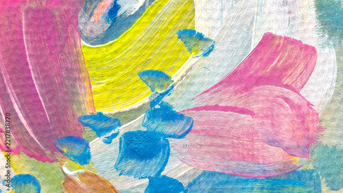 Vibrant Abstract Painting Texture with Pink Yellow Blue and Turquoise
