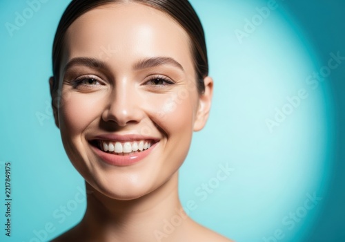 Smiling woman with short dark hair looking happy