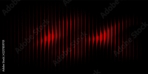 Abstract dark red vertical metallic ribs background with dramatic spotlight and industrial texture. vector illustration