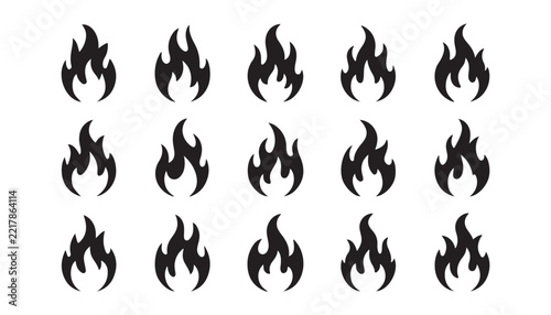 fire flame vector icons set isolated on transparency background used for design elements.