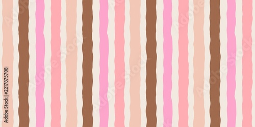 Vertical Pastel Wavy Stripes Seamless Pattern in Pink, Brown and Beige Tones