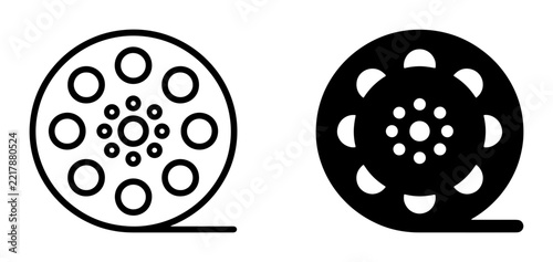 Film reel icon, solid for cinema
