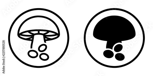 Mushroom line icon and silhouette set for foraging or food apps