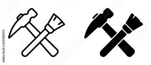 Geologist hammer and brush set, industry and science tools