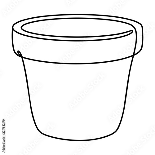 Empty flower pot continuous one line drawing