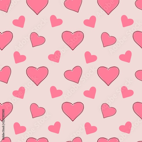Cute Seamless Pink Heart Pattern on Pastel Background