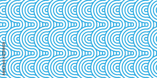 Overlapping Pattern Minimal diamond geometric waves spiral blue abstract circle wave line. seamless tile stripe geometric create retro line pattern background.