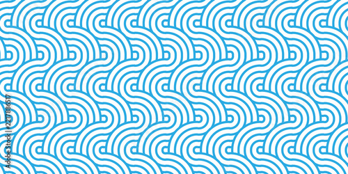 Overlapping Pattern Minimal diamond geometric waves spiral blue abstract circle wave line. seamless tile stripe geometric create retro line pattern background.