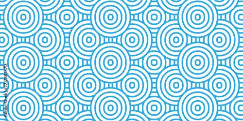 Overlapping Pattern Minimal diamond geometric waves spiral blue abstract circle wave line. seamless tile stripe geometric create retro line pattern background.