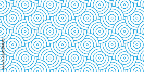 Overlapping Pattern Minimal diamond geometric waves spiral blue abstract circle wave line. seamless tile stripe geometric create retro line pattern background.