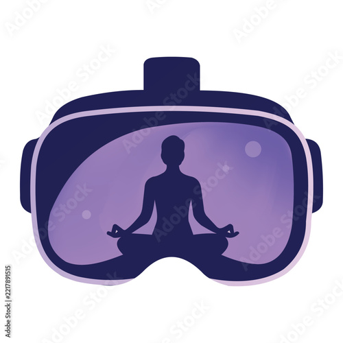 Person meditating in virtual reality headset for mindfulness and