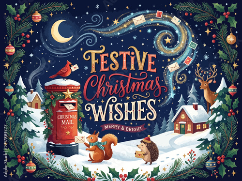 Christmas illustration co… concept illustration with colorful elements for creative decoration and seasonal celebration isolated background