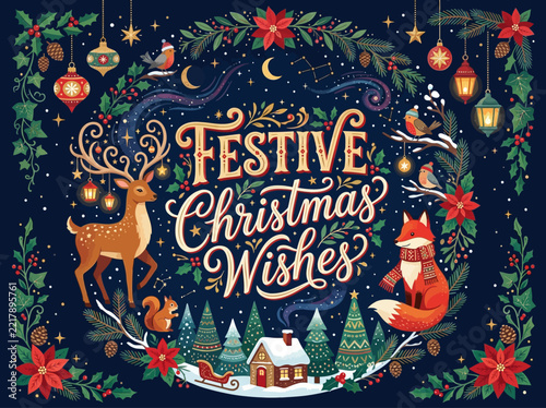 Christmas illustration co… concept illustration with colorful elements for creative decoration and seasonal celebration isolated background